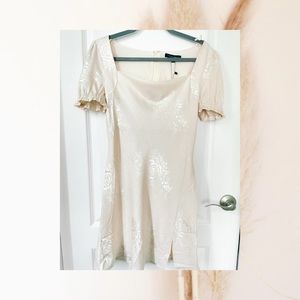 Isabelle’s Closet Satin Floral Dress Nude